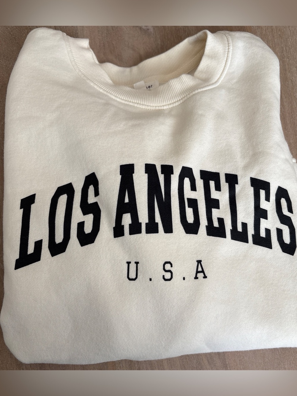 Blu Pepper Cream Ribbed-Neck Sweatshirt